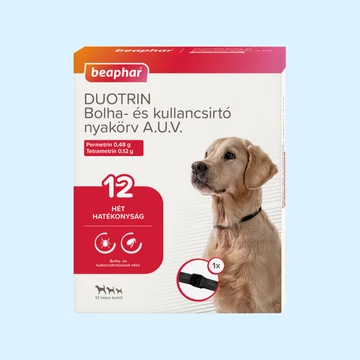 Beaphar DUOTRIN bolha- és kullancsirtó nyakörv kutyáknak fekete 12 hét védelem