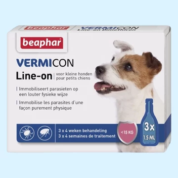 Beaphar Vermicon Line-On rácsepegtető kutyáknak 15 kg alatt bolha és kullancs ellen 3x1,5 ml